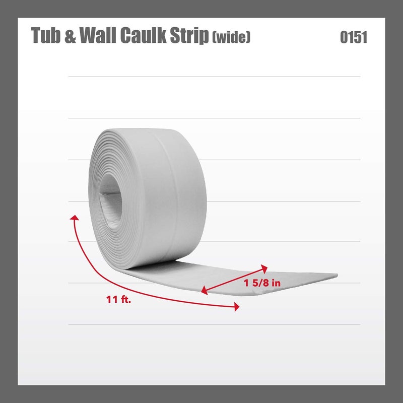 Red Devil 0151 (Wide) 1-5/8 in. x 11 ft. Tub & Wall Caulk Strip, 1-5/8"" x 11', White - Image 3